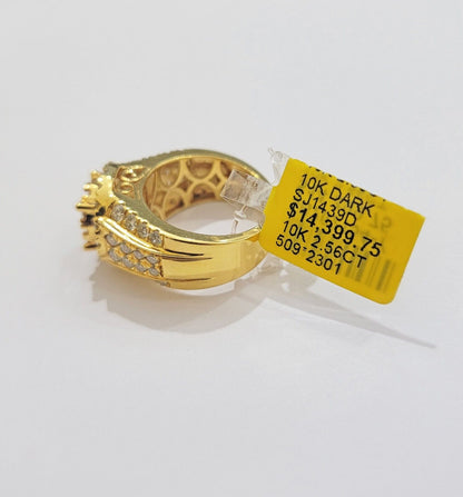 Mens diamond ring 10k yellow gold 2.56 Ct diamonds 10kt dark yellow gold Band - Reva Jeweler