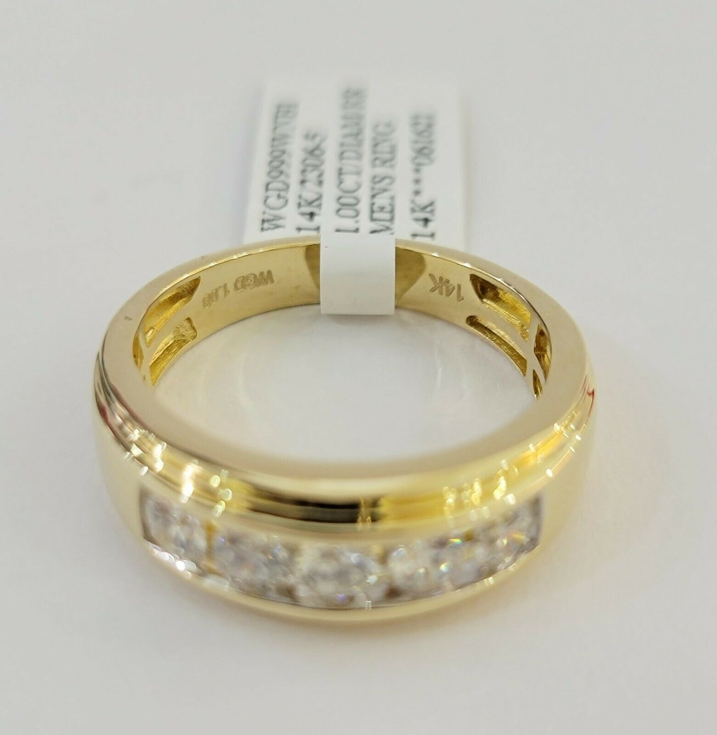 Men's Diamond Wedding Band 1 CT Round 14K Yellow Gold Brilliant Solitaire Diam - Reva Jeweler