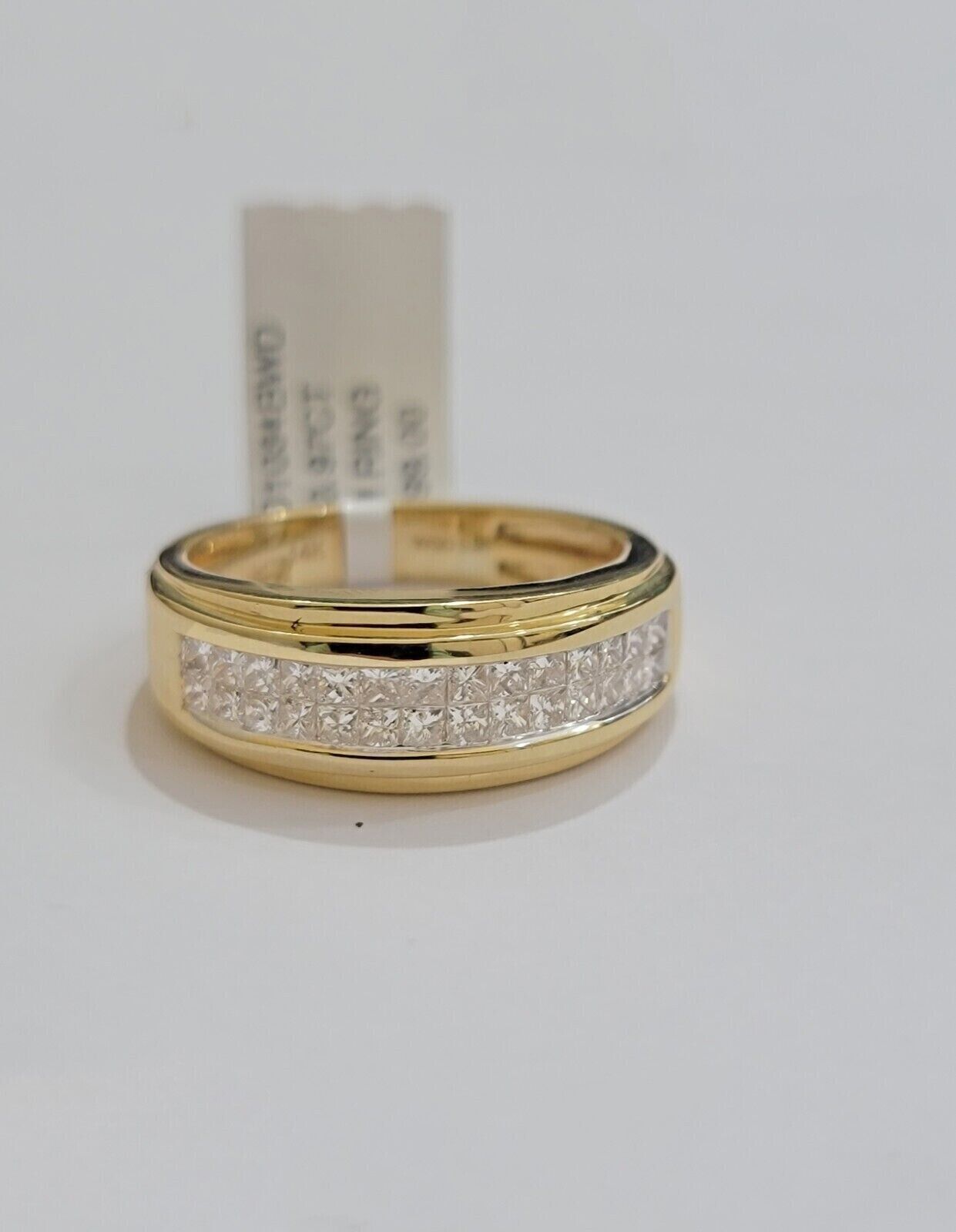 Mens Engagement Wedding Band REAL 14k Yellow Gold Natural Diamond Band Ring SALE - Reva Jeweler