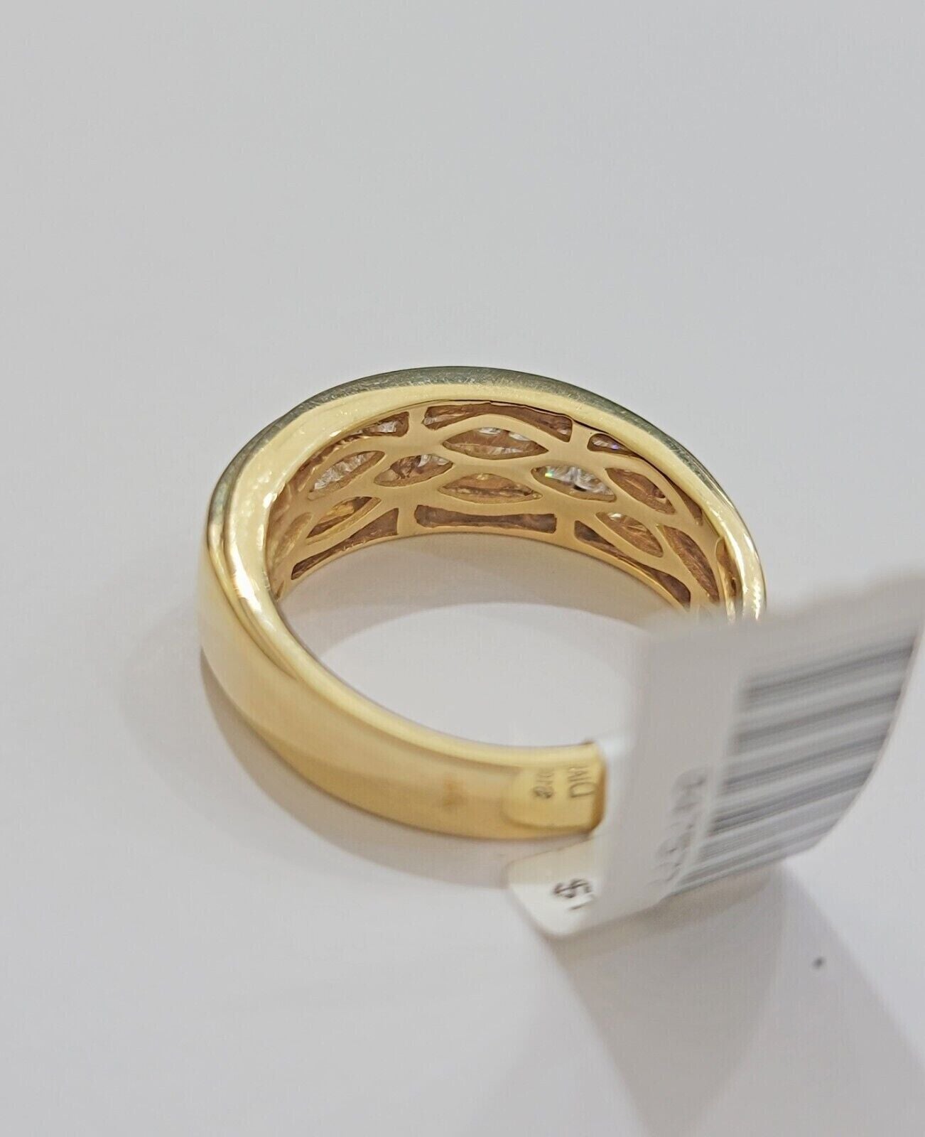 Mens Engagement Wedding Band REAL 14k Yellow Gold Natural Diamond Band Ring SALE - Reva Jeweler