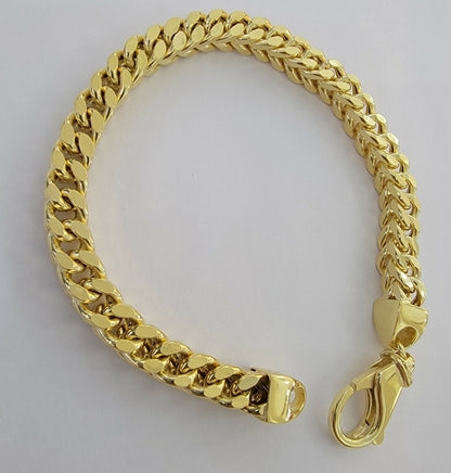 Men's Franco Bracelet 9 Inch 7mm REAL 10kt Yellow Gold Thick & Strong Bracelet - Reva Jeweler