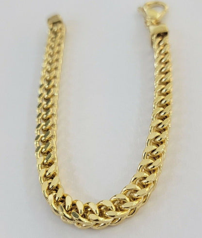 Men's Franco Bracelet 9 Inch 7mm REAL 10kt Yellow Gold Thick & Strong Bracelet - Reva Jeweler