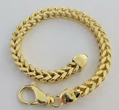 Men's Franco Bracelet 9 Inch 7mm REAL 10kt Yellow Gold Thick & Strong Bracelet - Reva Jeweler