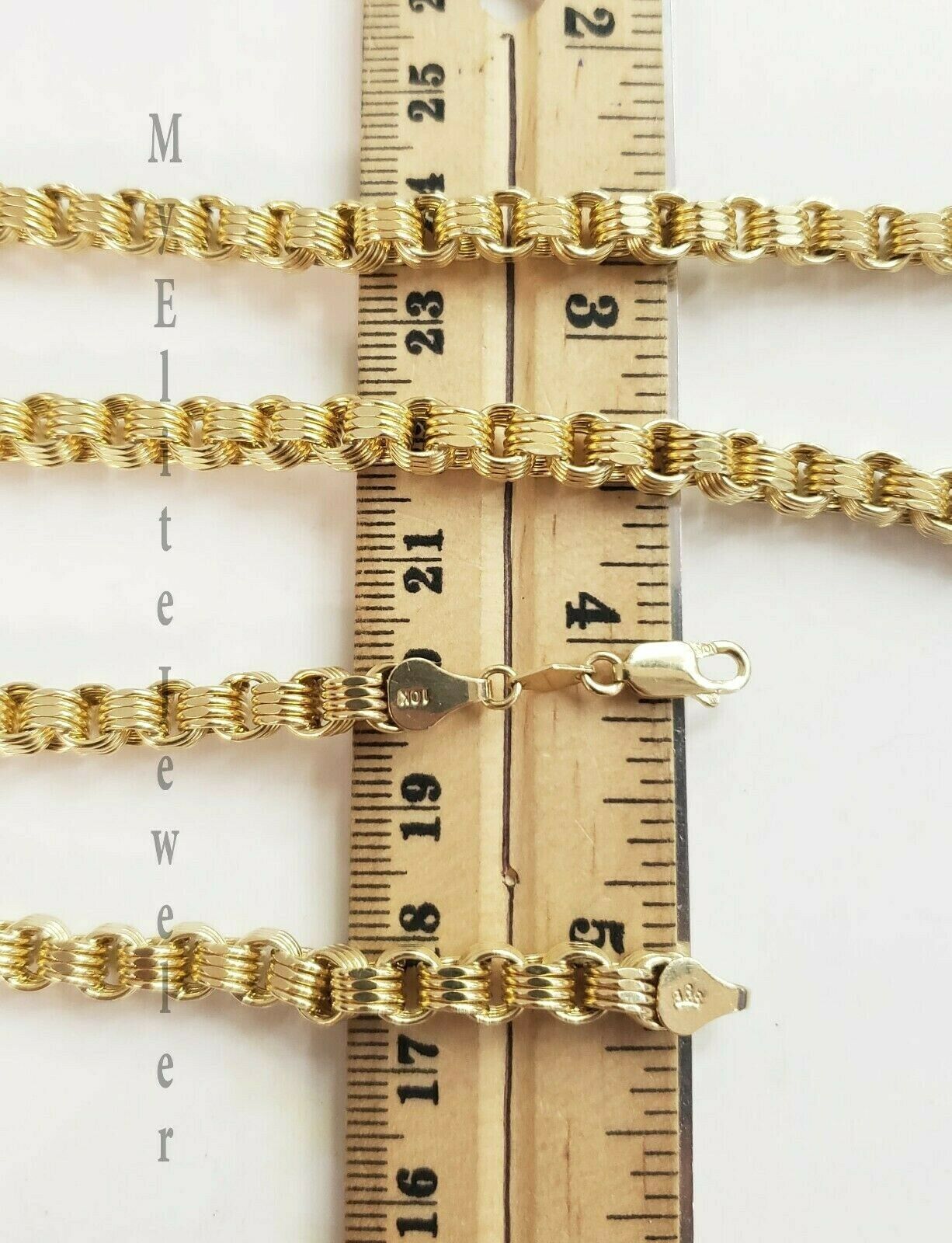 Men's Ladies 10K Byzantine Chain Necklace 28 Inch 5mm Lobster Lock Yellow Gold - Reva Jeweler