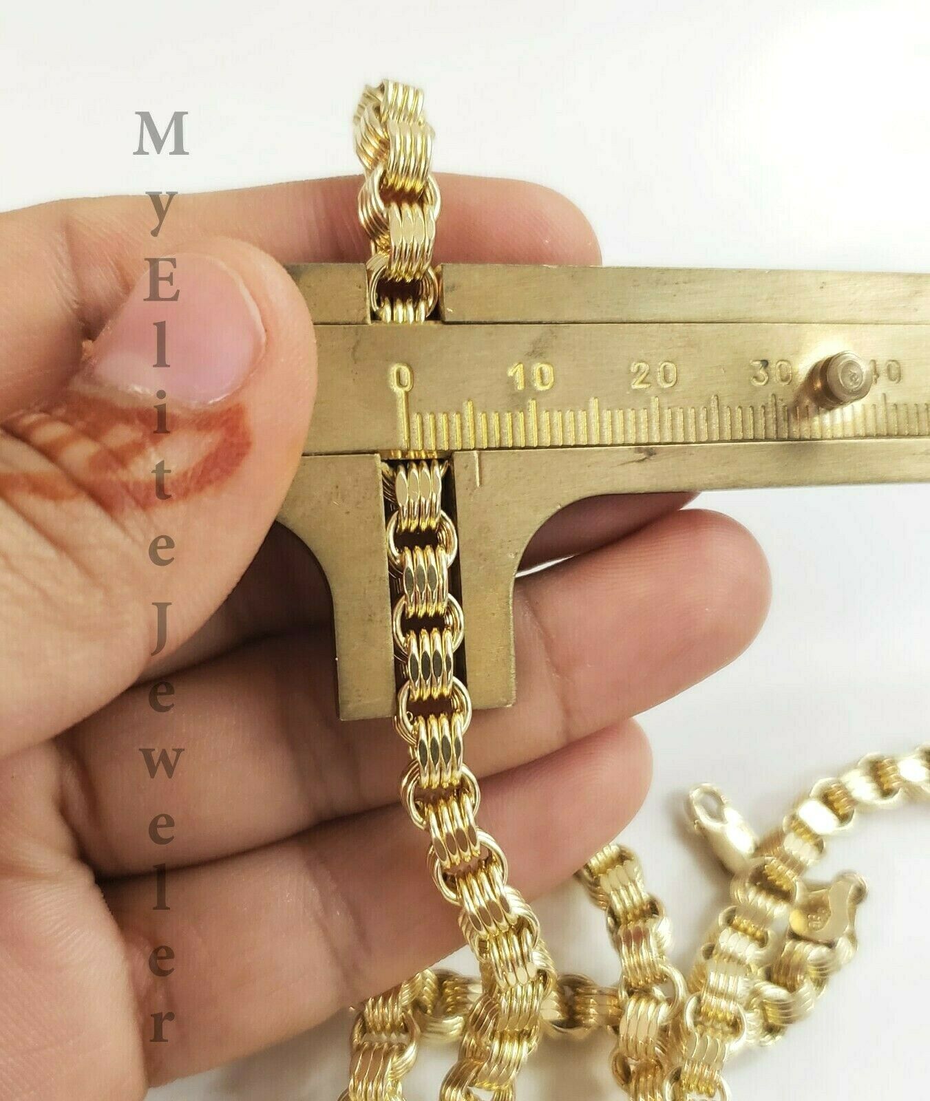 Men's Ladies 10K Byzantine Chain Necklace 28 Inch 5mm Lobster Lock Yellow Gold - Reva Jeweler
