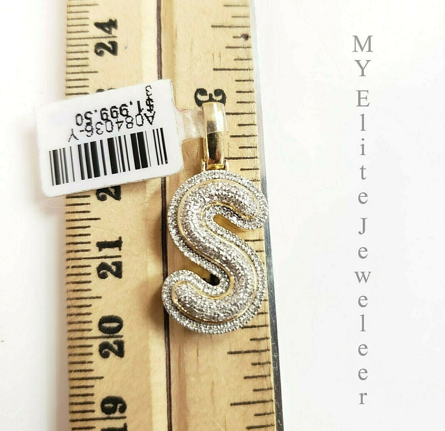 Mens Ladies Solid 10k 0.30CT Initial S Diamond Pendant Yellow Gold Alphabet REAL - Reva Jeweler