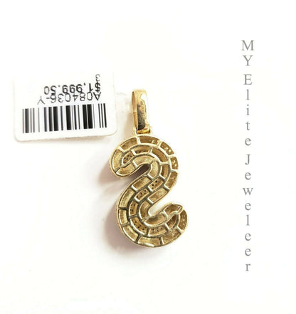 Mens Ladies Solid 10k 0.30CT Initial S Diamond Pendant Yellow Gold Alphabet REAL - Reva Jeweler