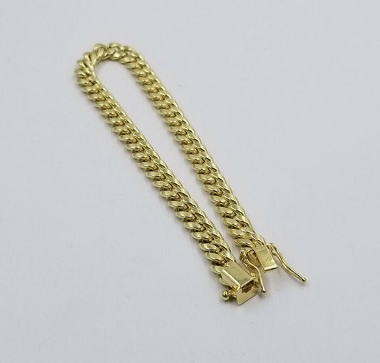 Mens REAL 10k Gold Miami Cuban Bracelet 7.5" 6mm 10 kt Yellow Gold Strong Links - Reva Jeweler