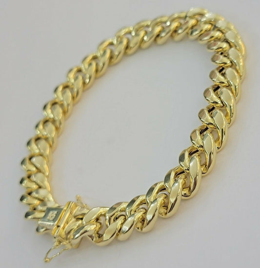 Mens REAL 10k Gold Miami Cuban Bracelet 8" 11mm 10 kt Yellow Gold Strong Links - Reva Jeweler