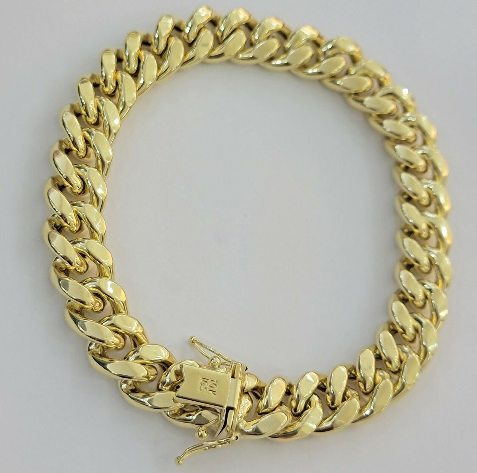 Mens REAL 10k Gold Miami Cuban Bracelet 9" 11mm 10 kt Yellow Gold Strong Links - Reva Jeweler
