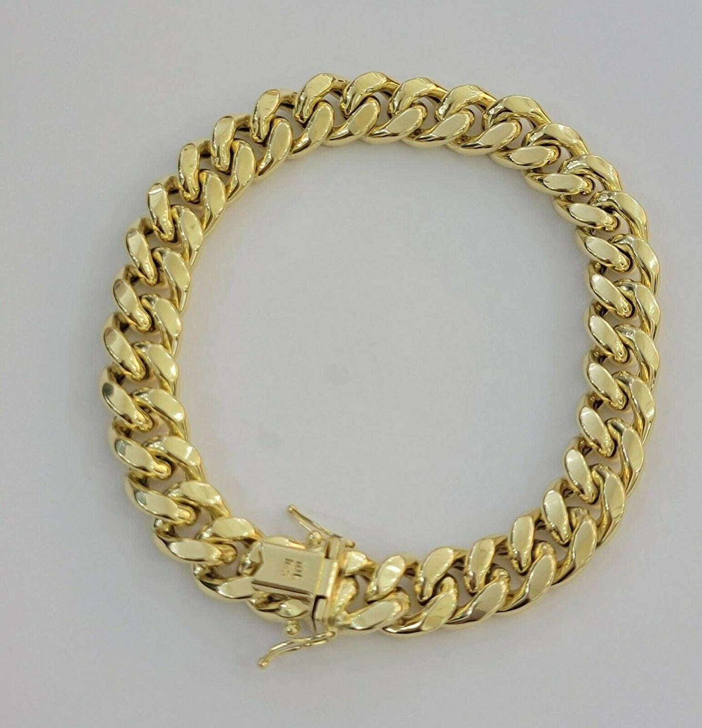 Mens REAL 10k Gold Miami Cuban Bracelet 9" 11mm 10 kt Yellow Gold Strong Links - Reva Jeweler
