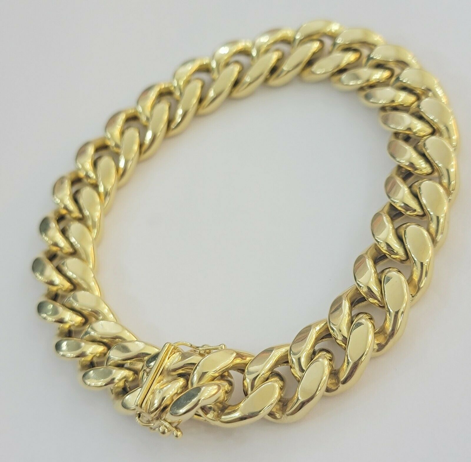 Mens REAL 10k Gold Miami Cuban Bracelet 9" 13mm 10 kt Yellow Gold Strong Links - Reva Jeweler