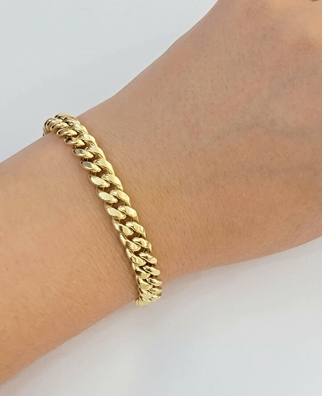 Mens Real 14k Gold Bracelet 8mm 7.5 inch Miami Cuban Link Box Clasp Strong 14 KT - Reva Jeweler