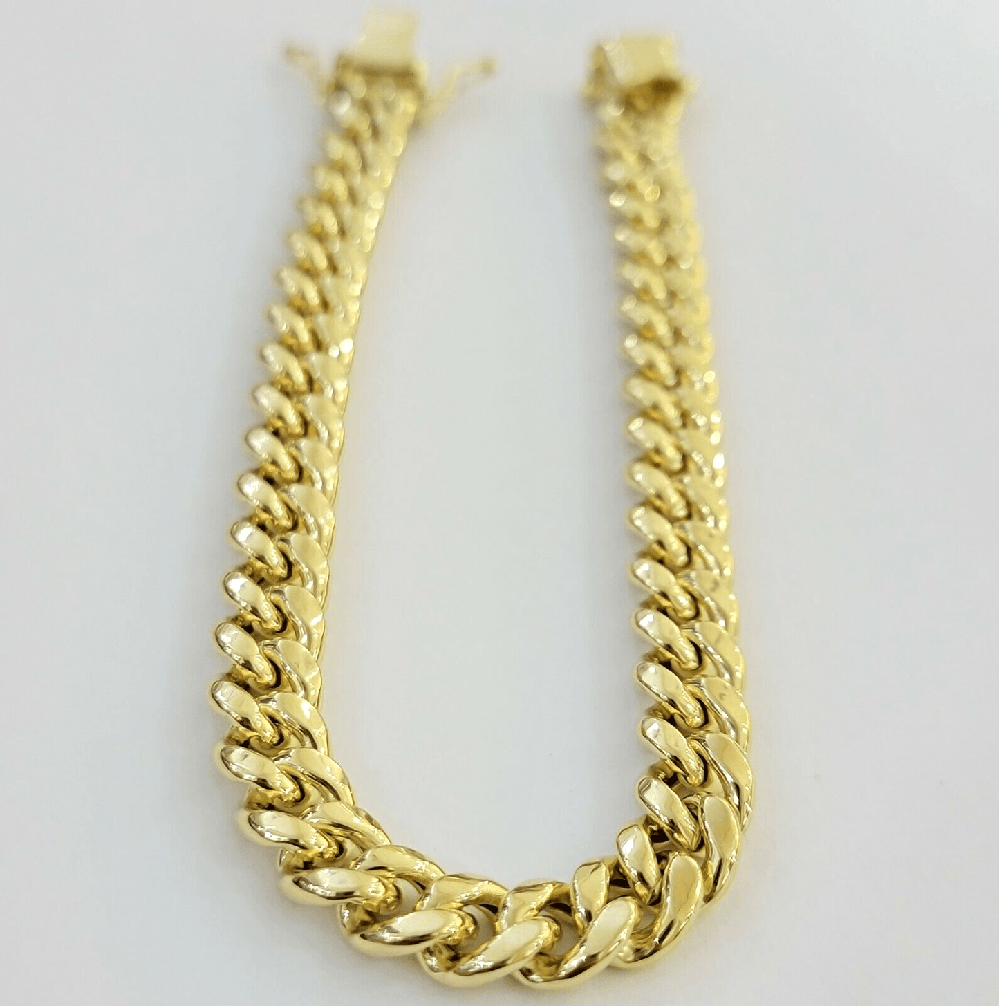 Mens Real 14k Gold Bracelet 8mm 8 inch Miami Cuban Link Box Clasp Strong 14 KT - Reva Jeweler