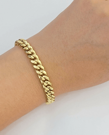 Mens Real 14k Gold Bracelet 8mm 8 inch Miami Cuban Link Box Clasp Strong 14 KT - Reva Jeweler