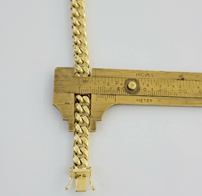 Mens Real 14k Gold Bracelet 8mm 8.5 inch Miami Cuban Link Box Clasp Strong 14 KT - Reva Jeweler