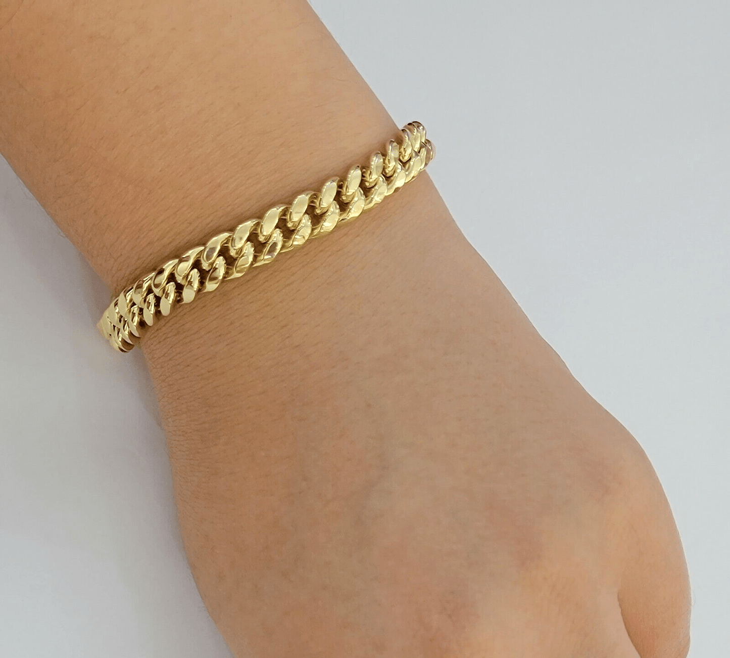 Mens Real 14k Gold Bracelet 8mm 8.5 inch Miami Cuban Link Box Clasp Strong 14 KT - Reva Jeweler