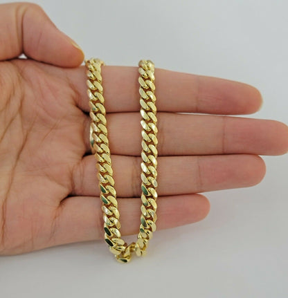 Mens REAL 14k Gold Miami Cuban Bracelet 7.5" 6mm 14 kt Yellow Gold Solid links - Reva Jeweler