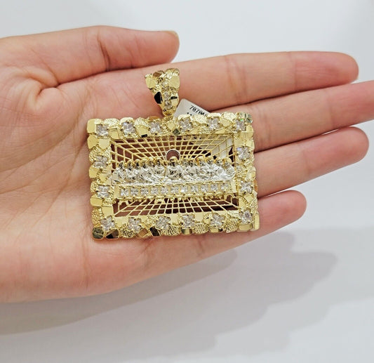 Mens Real 14kt Yellow Gold Nugget Last Supper Pendant Charm Medallion 2"Long 14k - Reva Jeweler