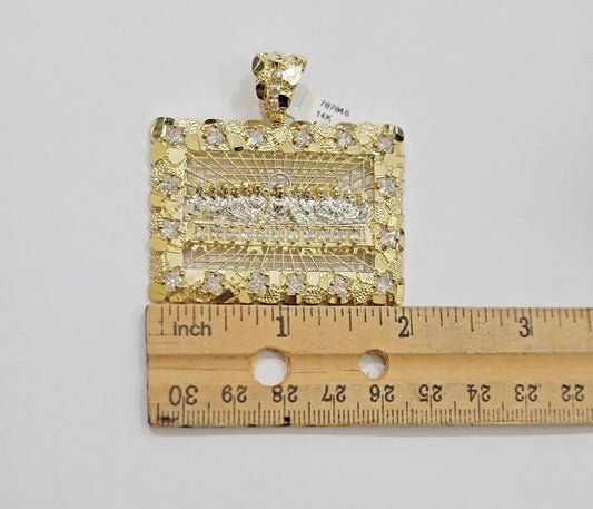 Mens Real 14kt Yellow Gold Nugget Last Supper Pendant Charm Medallion 2"Long 14k - Reva Jeweler