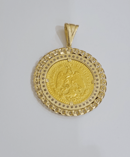 Mexican Centenario Coin 1947 Charm Pendant Replica 50 pesos With Bezel 10kt Gold - Reva Jeweler