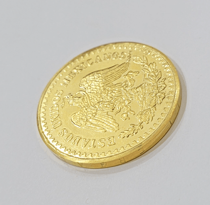 Mexico Gold 50 Pesos 1821 1947 Date Copy Coin SOLID 14k Gold Charm Centenario - Reva Jeweler