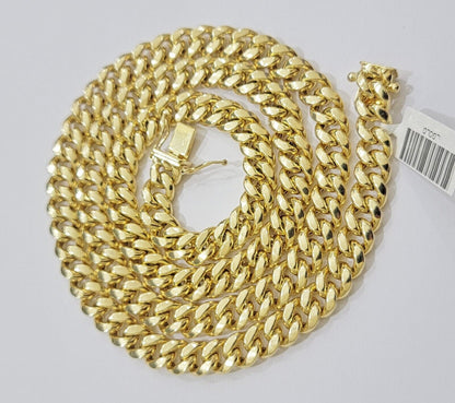 Miami Cuban Link Chain 18 Inch Necklace REAL 10k Yellow Gold 8mm Mens Women 10KT - Reva Jeweler