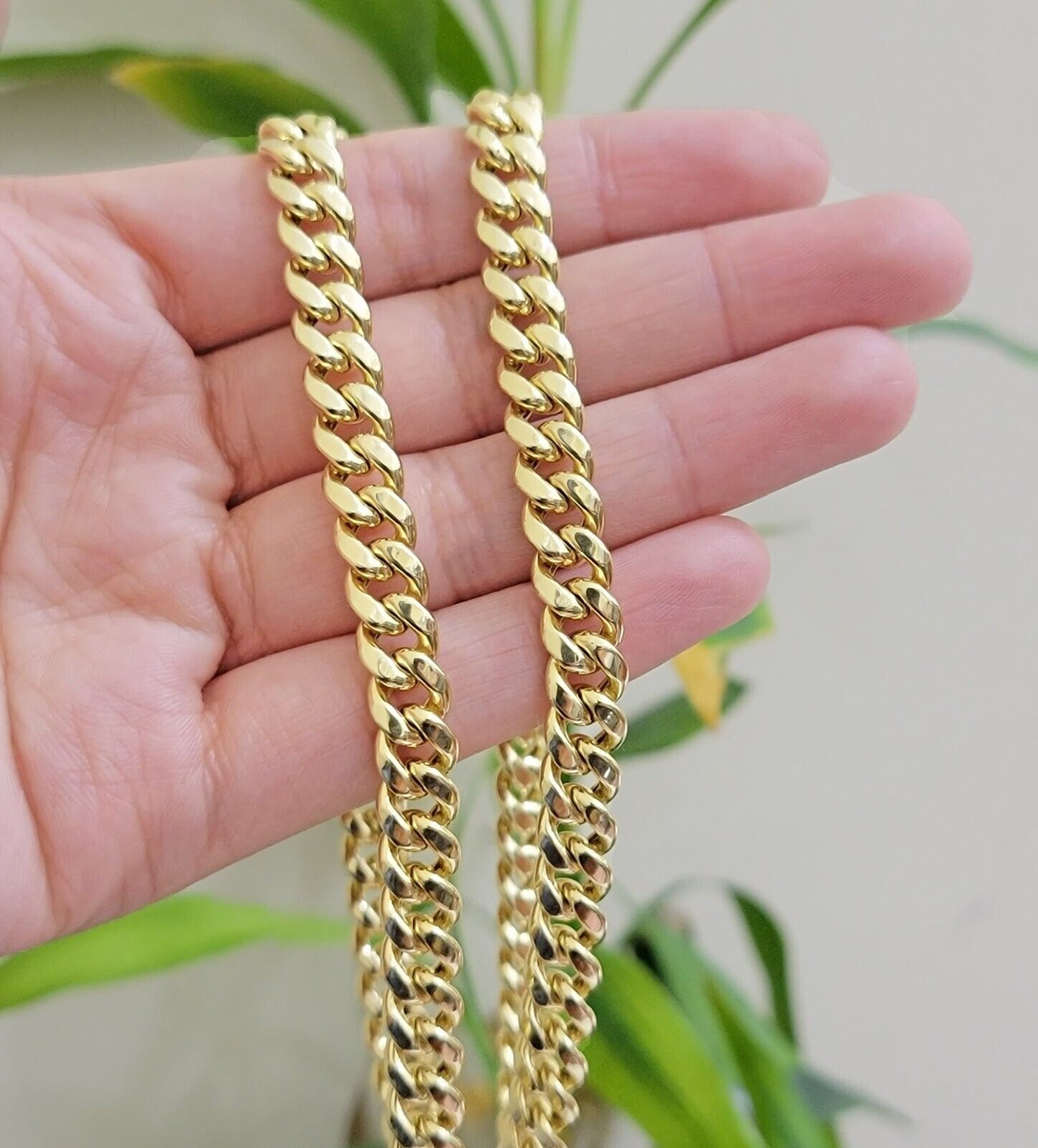 Miami Cuban Link Chain 20 Inch Necklace REAL 10k Yellow Gold 8mm Mens Women 10KT - Reva Jeweler