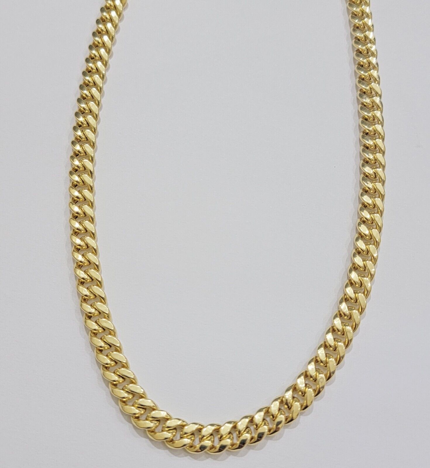 Miami Cuban Link Chain 22 Inch Necklace REAL 10k Yellow Gold 8mm Mens Women 10KT - Reva Jeweler