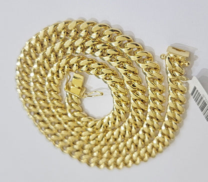 Miami Cuban Link Chain 28 Inch Necklace REAL 10k Yellow Gold 8mm Mens Women 10KT - Reva Jeweler
