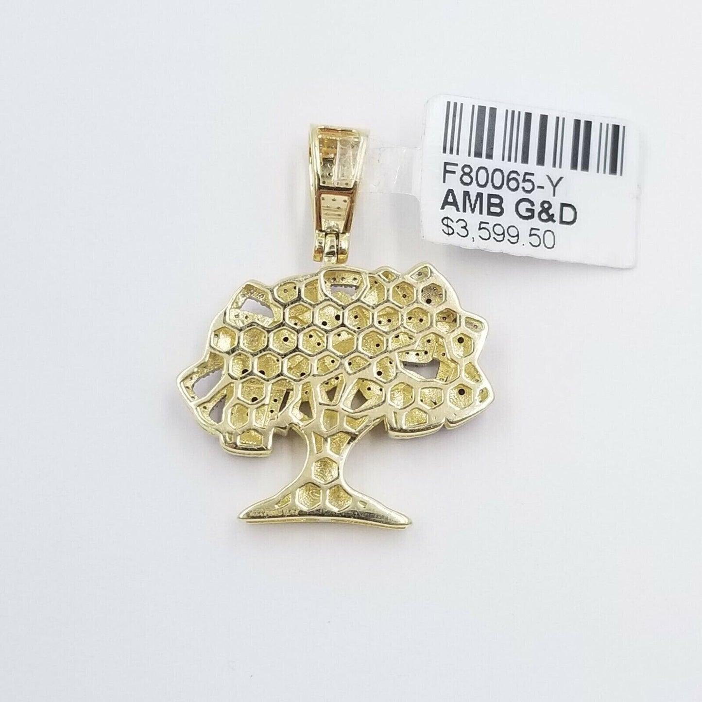 Money Tree charm Pendant REAL 10k Yellow Gold Genuine Natural Diamonds For Mens - Reva Jeweler