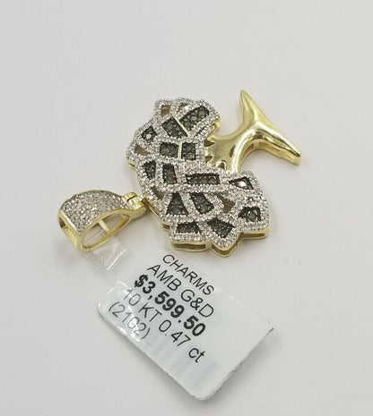 Money Tree charm Pendant REAL 10k Yellow Gold Genuine Natural Diamonds For Mens - Reva Jeweler