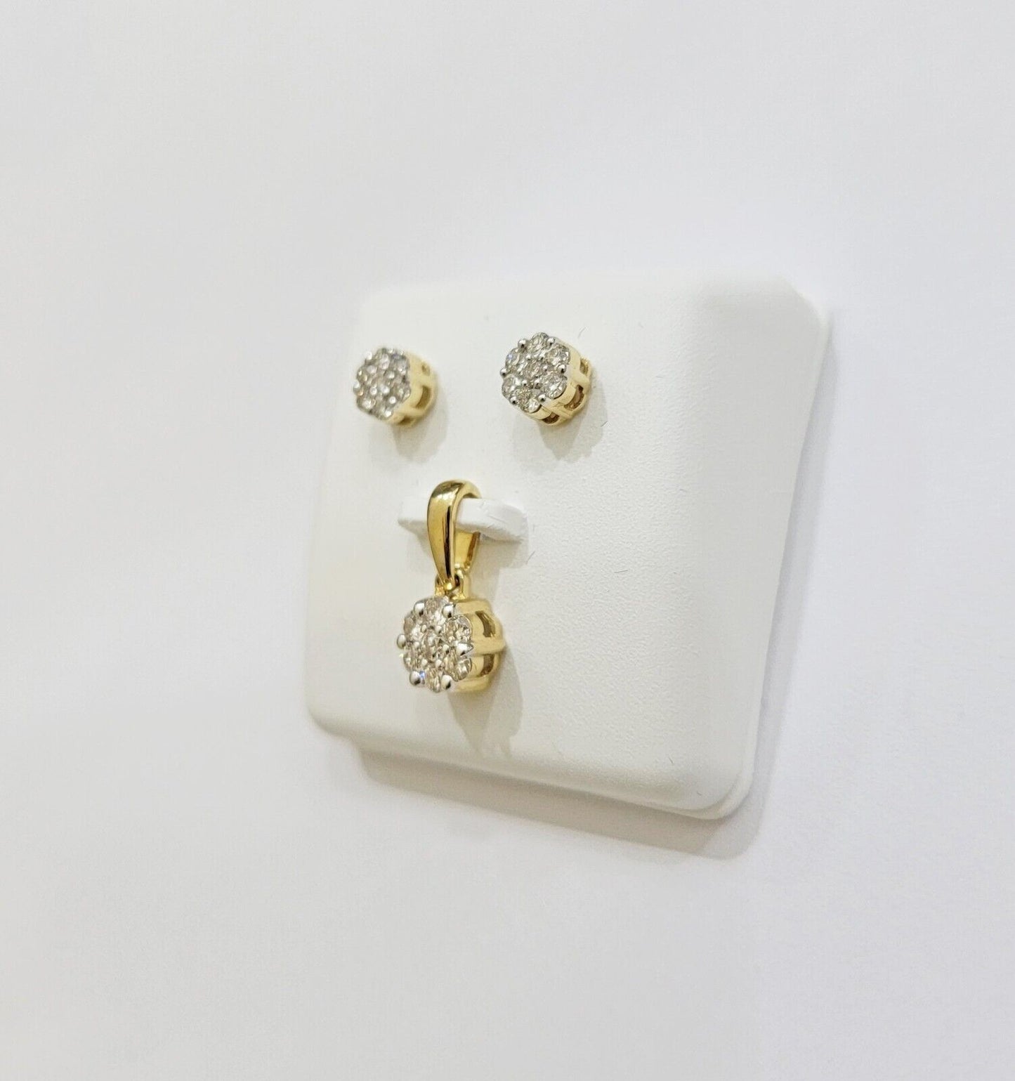 Rea 10k Gold Diamond Charm Pendant Earring Set for Ladies/ Women with FREE Chain - Reva Jeweler
