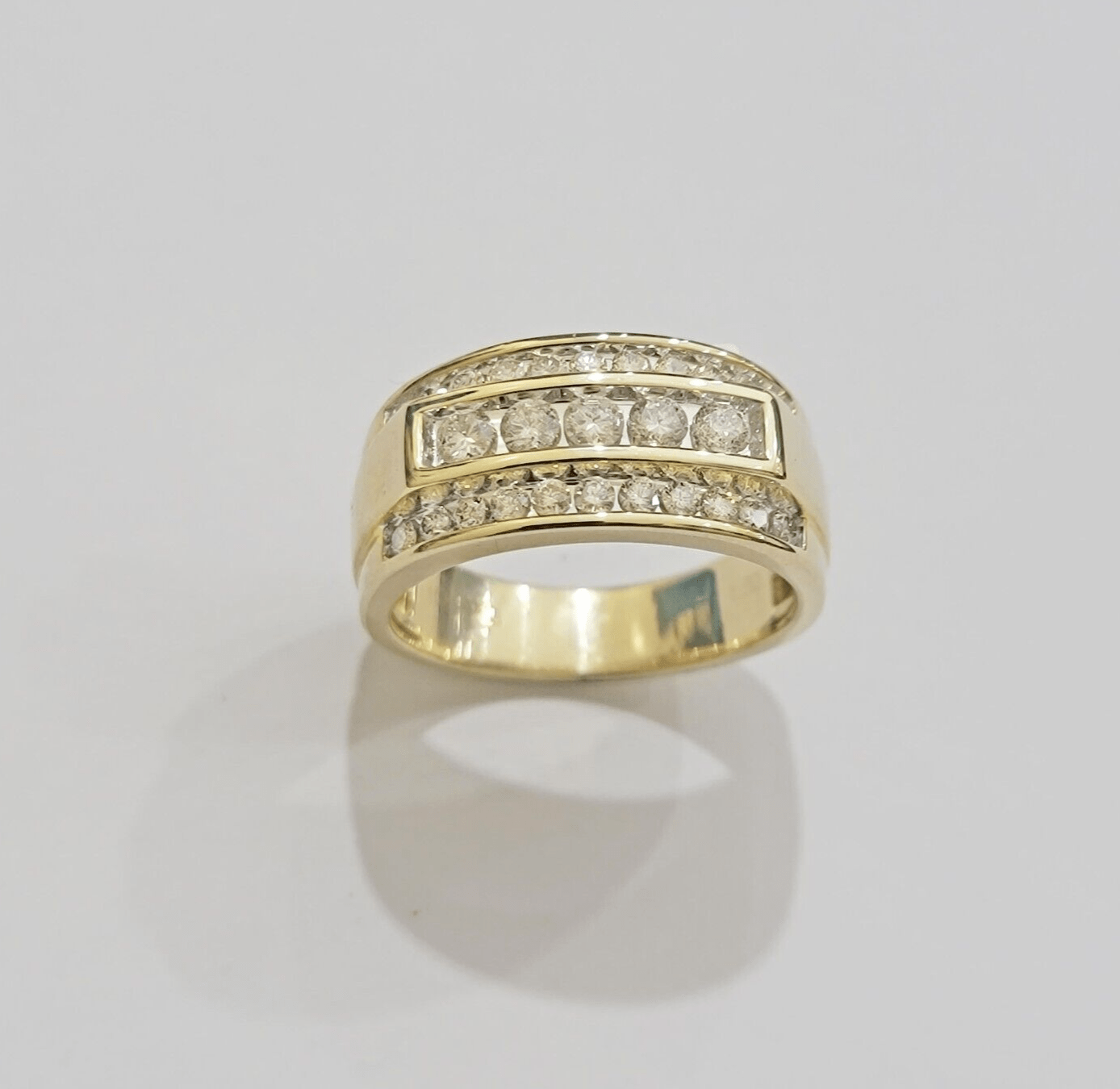 Real 10k 1CT Diamond Ring Men Band Natural Diamonds and Genuine 10kt Yellow Gold - Reva Jeweler
