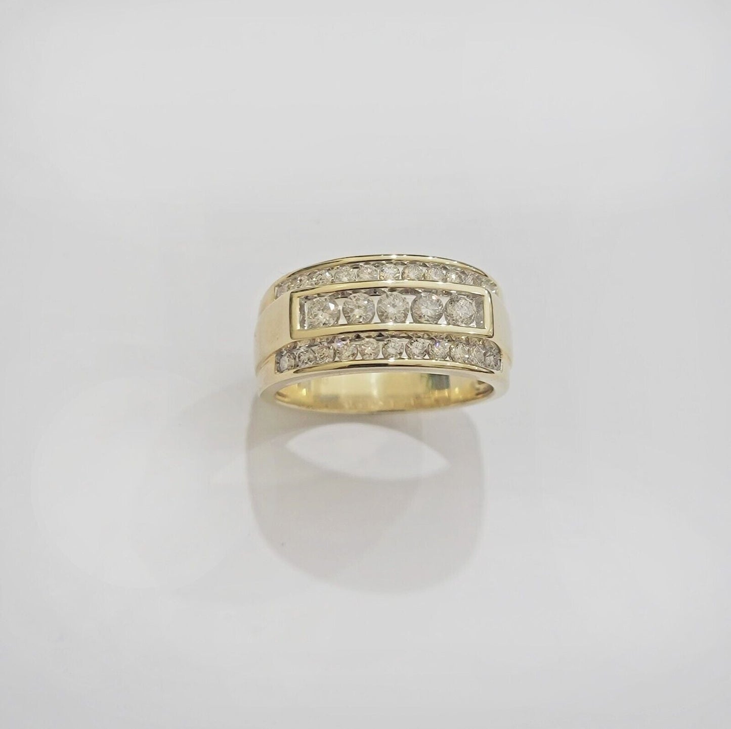 Real 10k 1CT Diamond Ring Men Band Natural Diamonds and Genuine 10kt Yellow Gold - Reva Jeweler