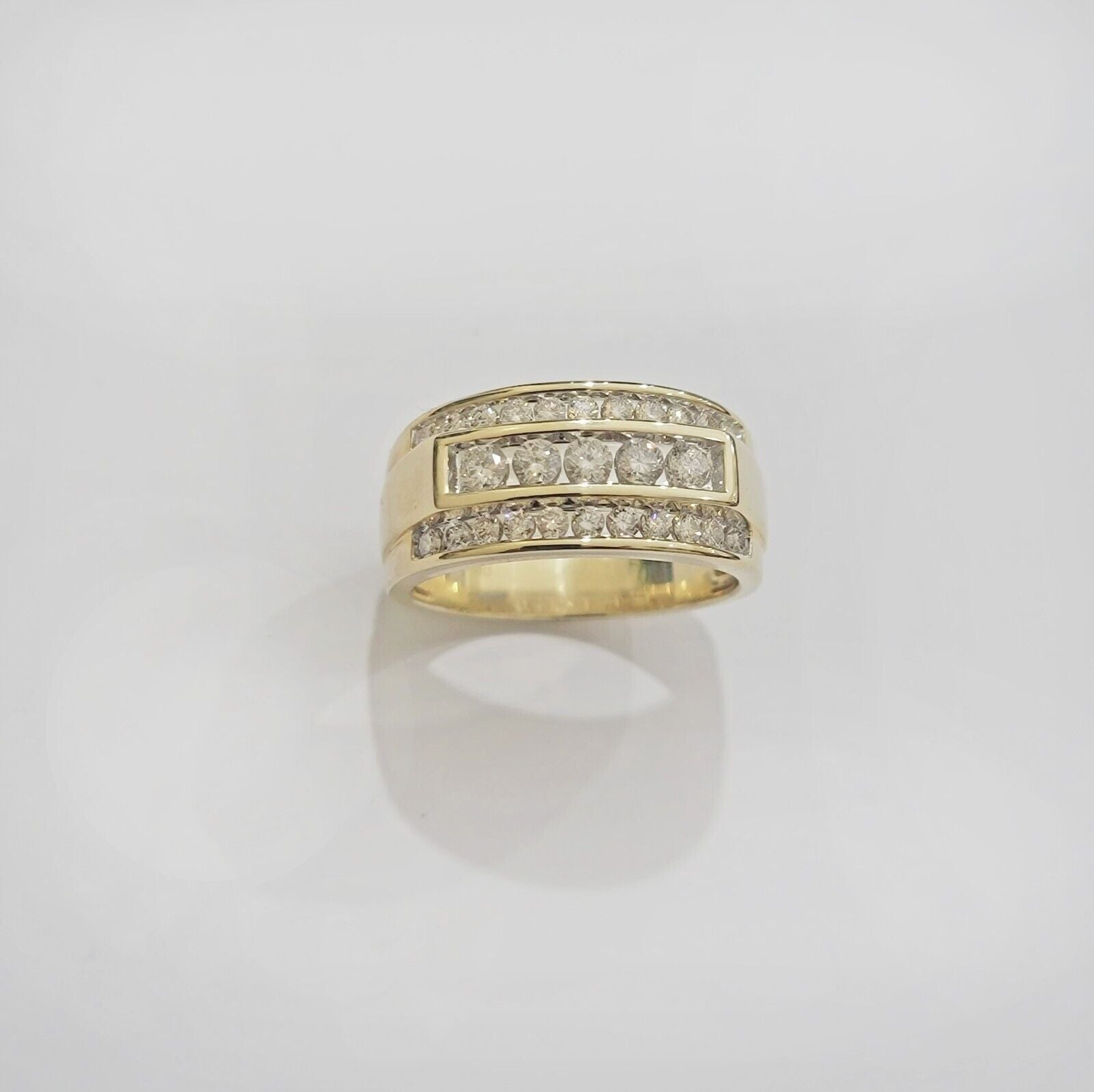 Real 10k 1CT Diamond Ring Men Band Natural Diamonds and Genuine 10kt Yellow Gold - Reva Jeweler