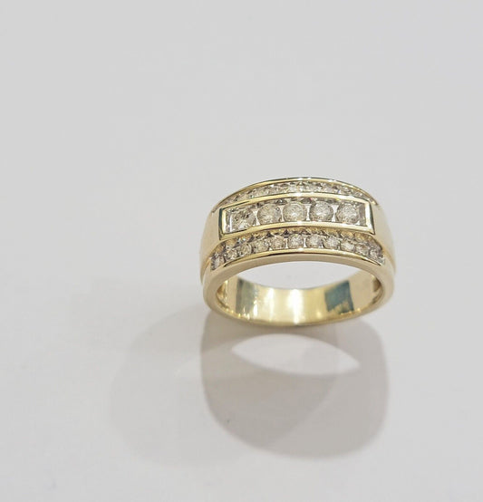 Real 10k 1CT Diamond Ring Men Band Natural Diamonds and Genuine 10kt Yellow Gold - Reva Jeweler