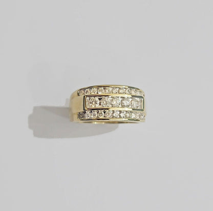 Real 10k 1CT Diamond Ring Men Band Natural Diamonds and Genuine 10kt Yellow Gold - Reva Jeweler