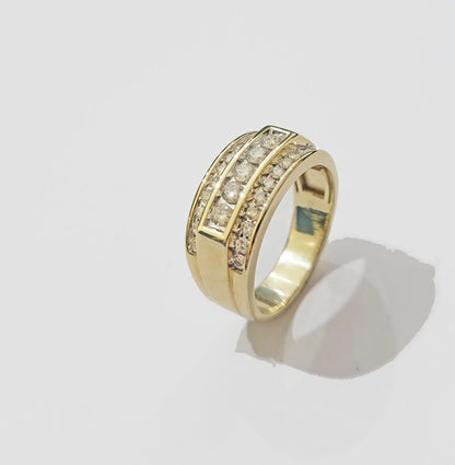 Real 10k 1CT Diamond Ring Men Band Natural Diamonds and Genuine 10kt Yellow Gold - Reva Jeweler