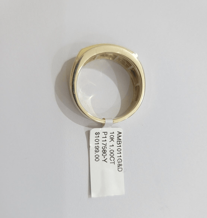 Real 10k 1CT Diamond Ring Men Band Natural Diamonds and Genuine 10kt Yellow Gold - Reva Jeweler