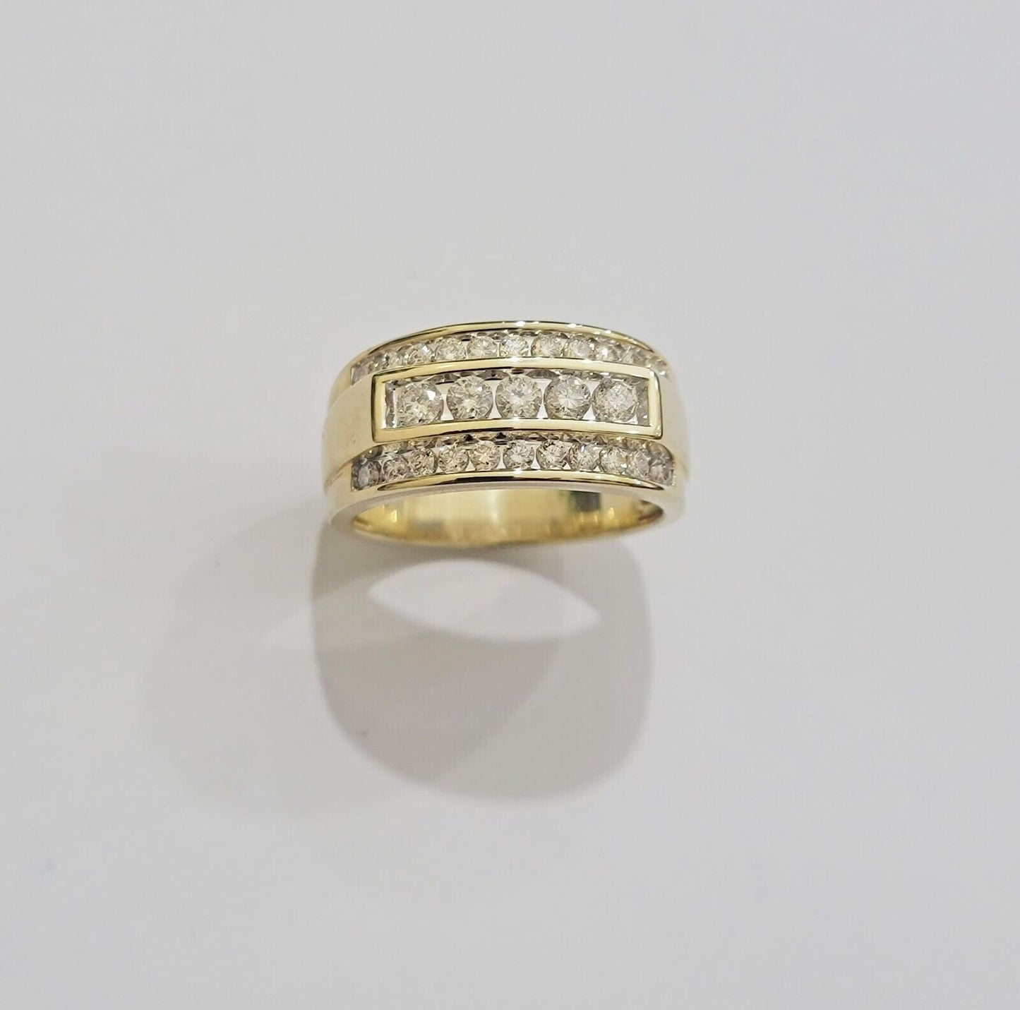 Real 10k 1CT Diamond Ring Men Band Natural Diamonds and Genuine 10kt Yellow Gold - Reva Jeweler