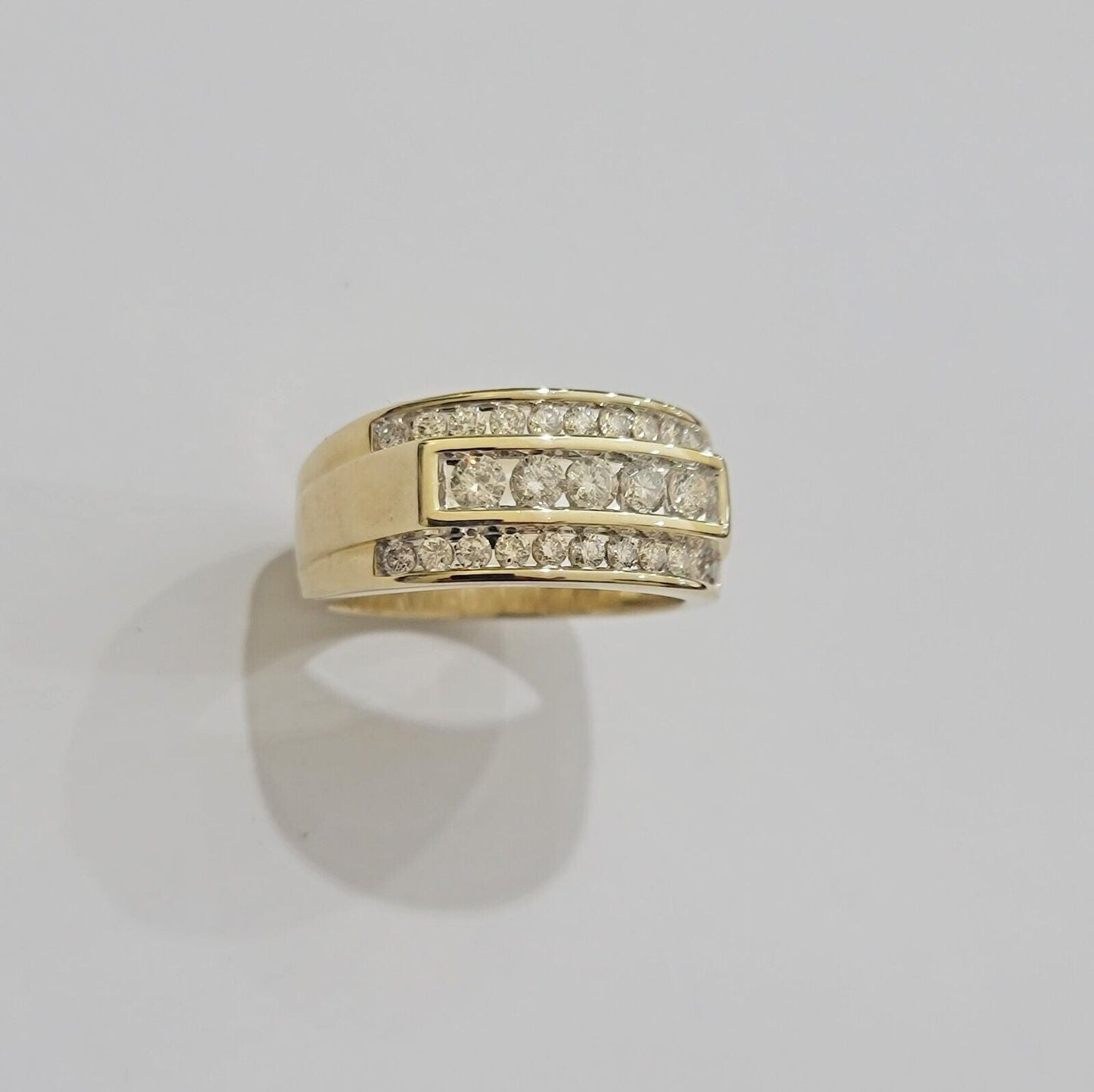 Real 10k 1CT Diamond Ring Men Band Natural Diamonds and Genuine 10kt Yellow Gold - Reva Jeweler