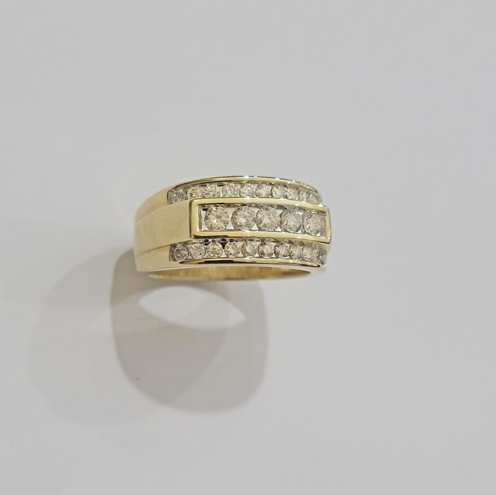 Real 10k 1CT Diamond Ring Men Band Natural Diamonds and Genuine 10kt Yellow Gold - Reva Jeweler