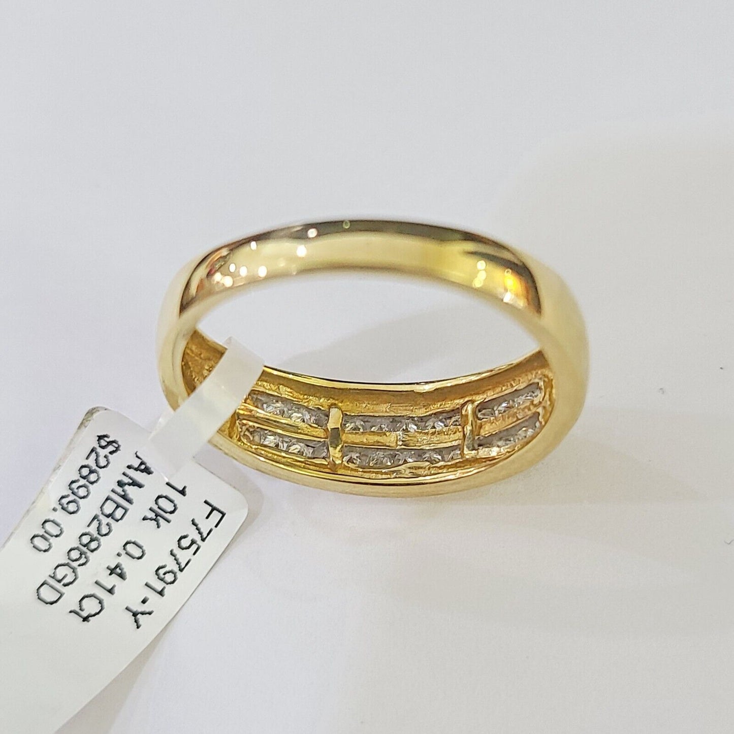 Real 10k 2 Row Diamond Mens Ring Yellow Gold Band Genuine Natural - Reva Jeweler