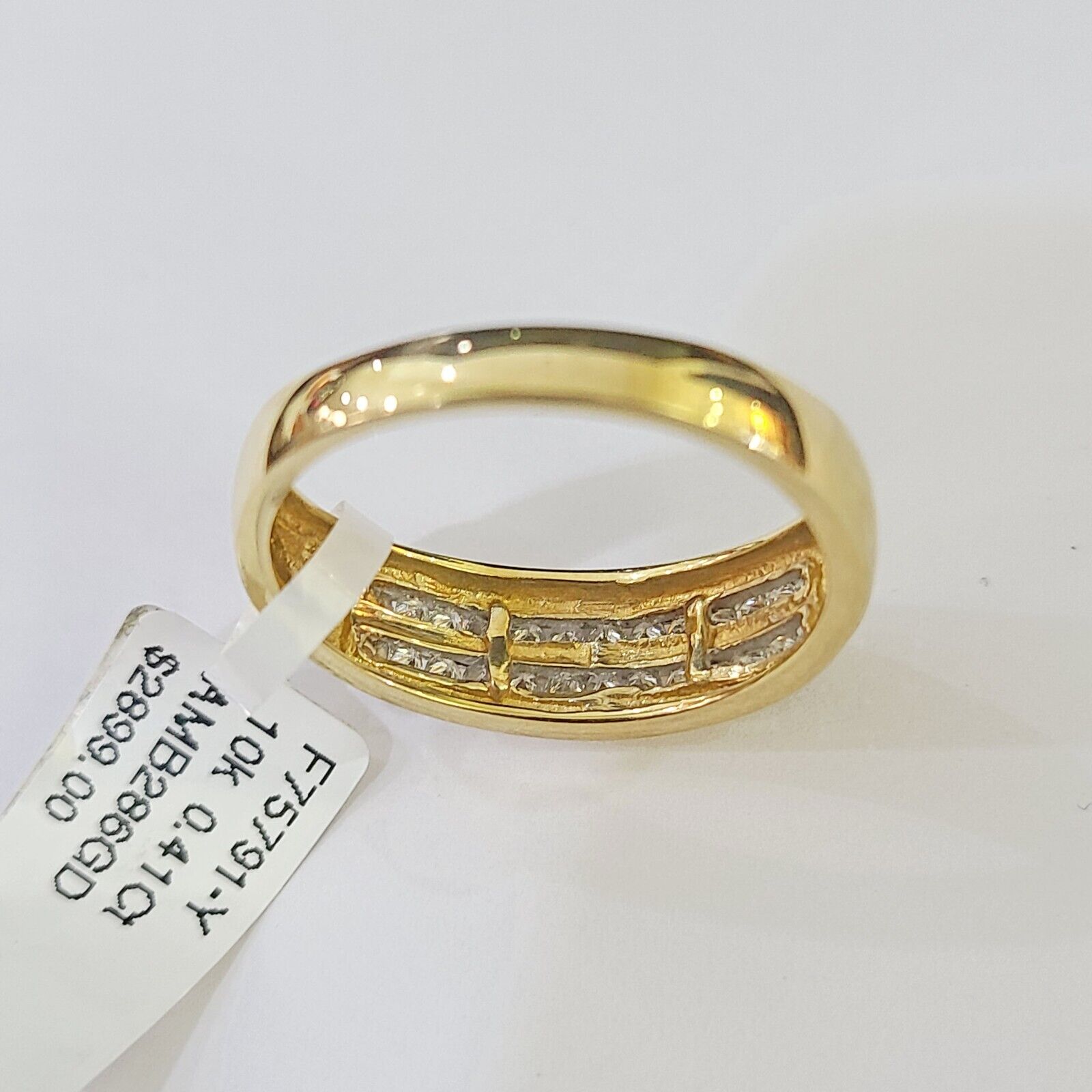 Real 10k 2 Row Diamond Mens Ring Yellow Gold Band Genuine Natural - Reva Jeweler