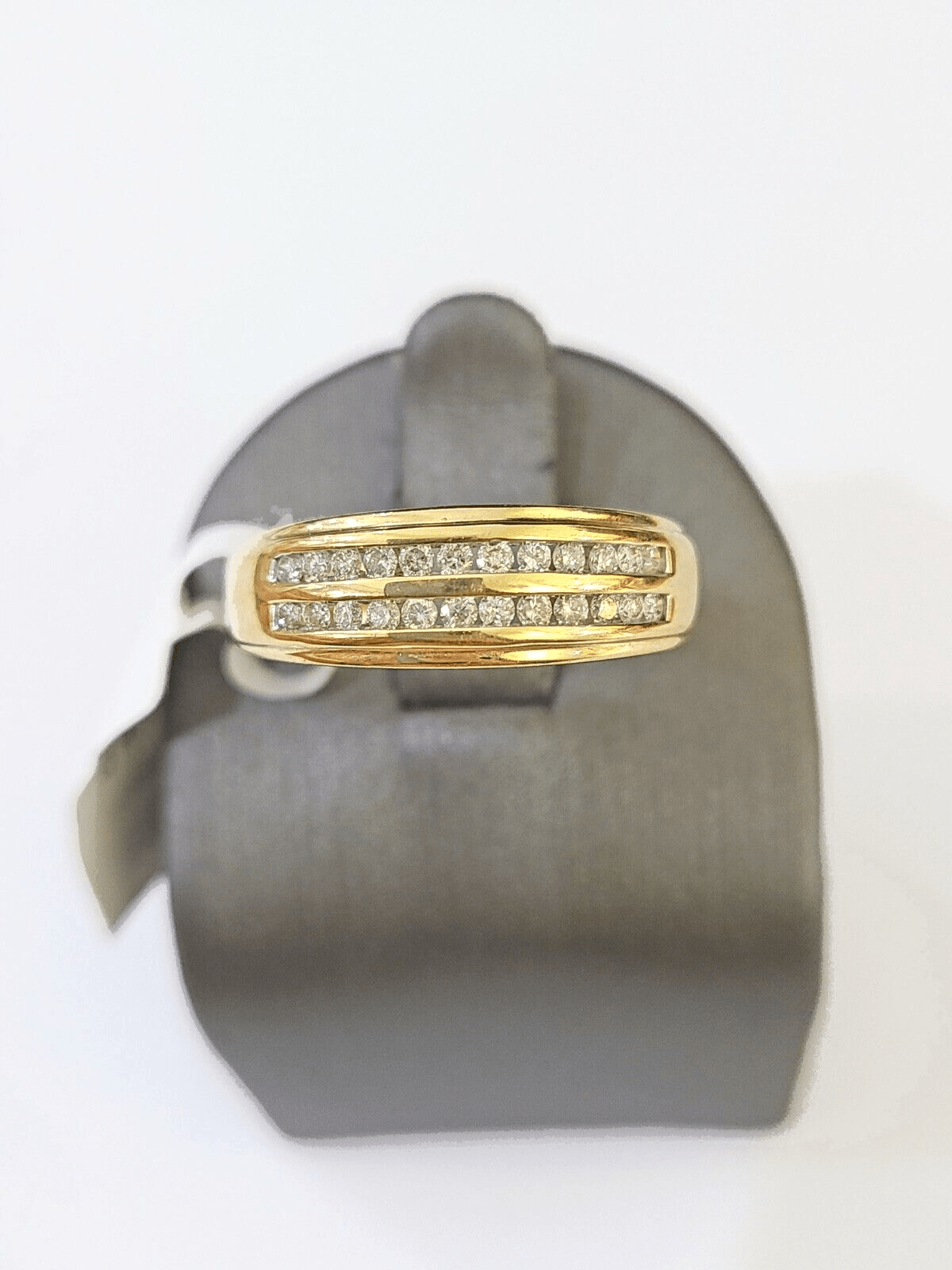 Real 10k 2 Row Diamond Mens Ring Yellow Gold Band Genuine Natural - Reva Jeweler