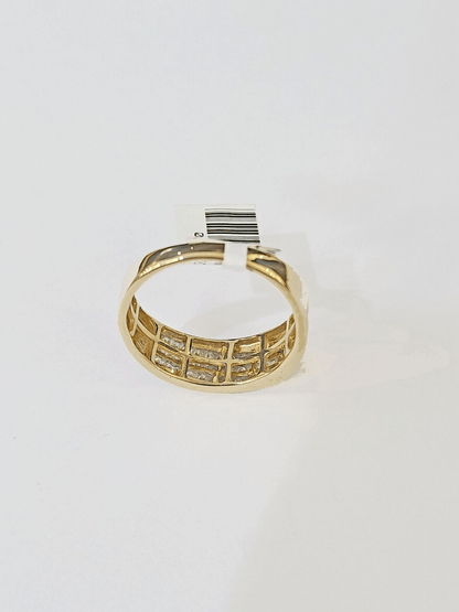 Real 10k 3 Row Diamond Mens Ring Yellow Gold Band Genuine Natural - Reva Jeweler