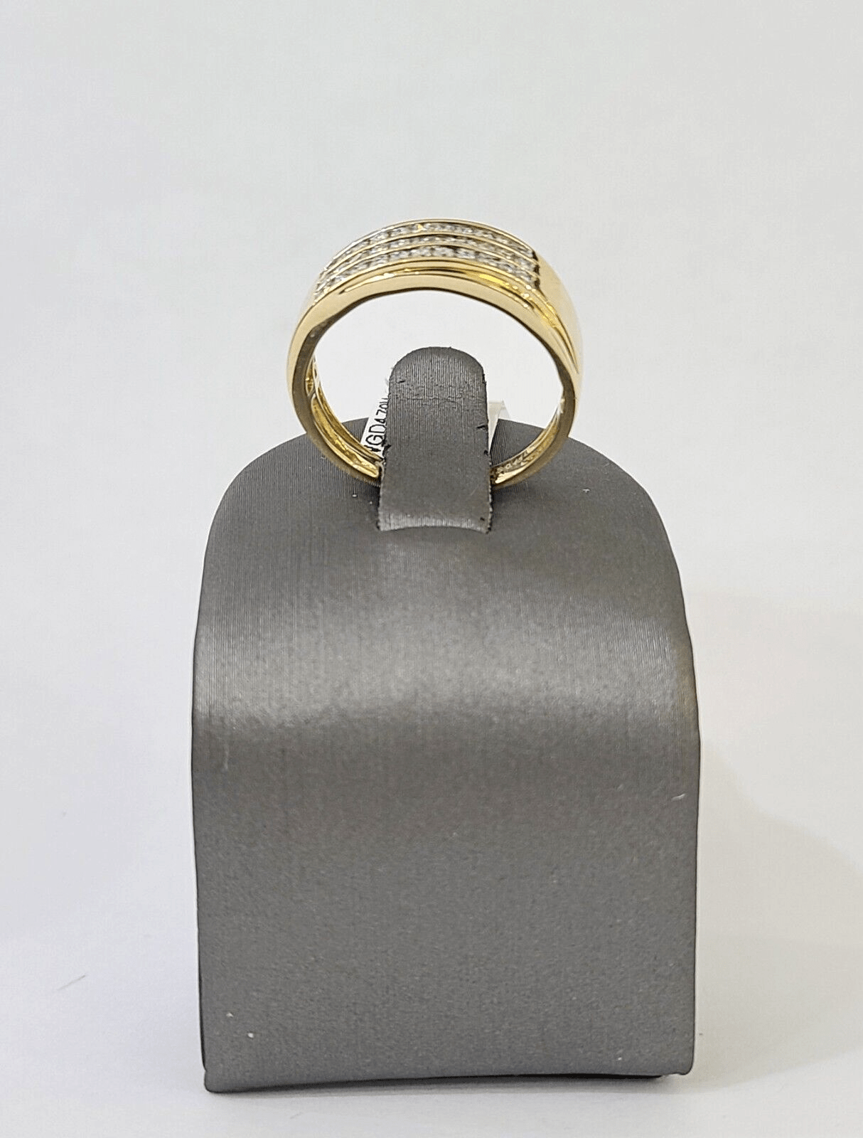 Real 10k 3 Row Diamond Mens Ring Yellow Gold Band Genuine Natural - Reva Jeweler