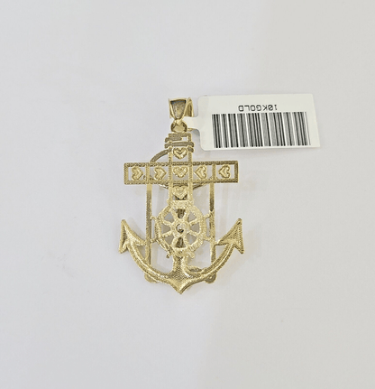Real 10k 3mm Rope Chain Anchor Pendant 18" 20" 22" 24" 26" Gold Set - Reva Jeweler