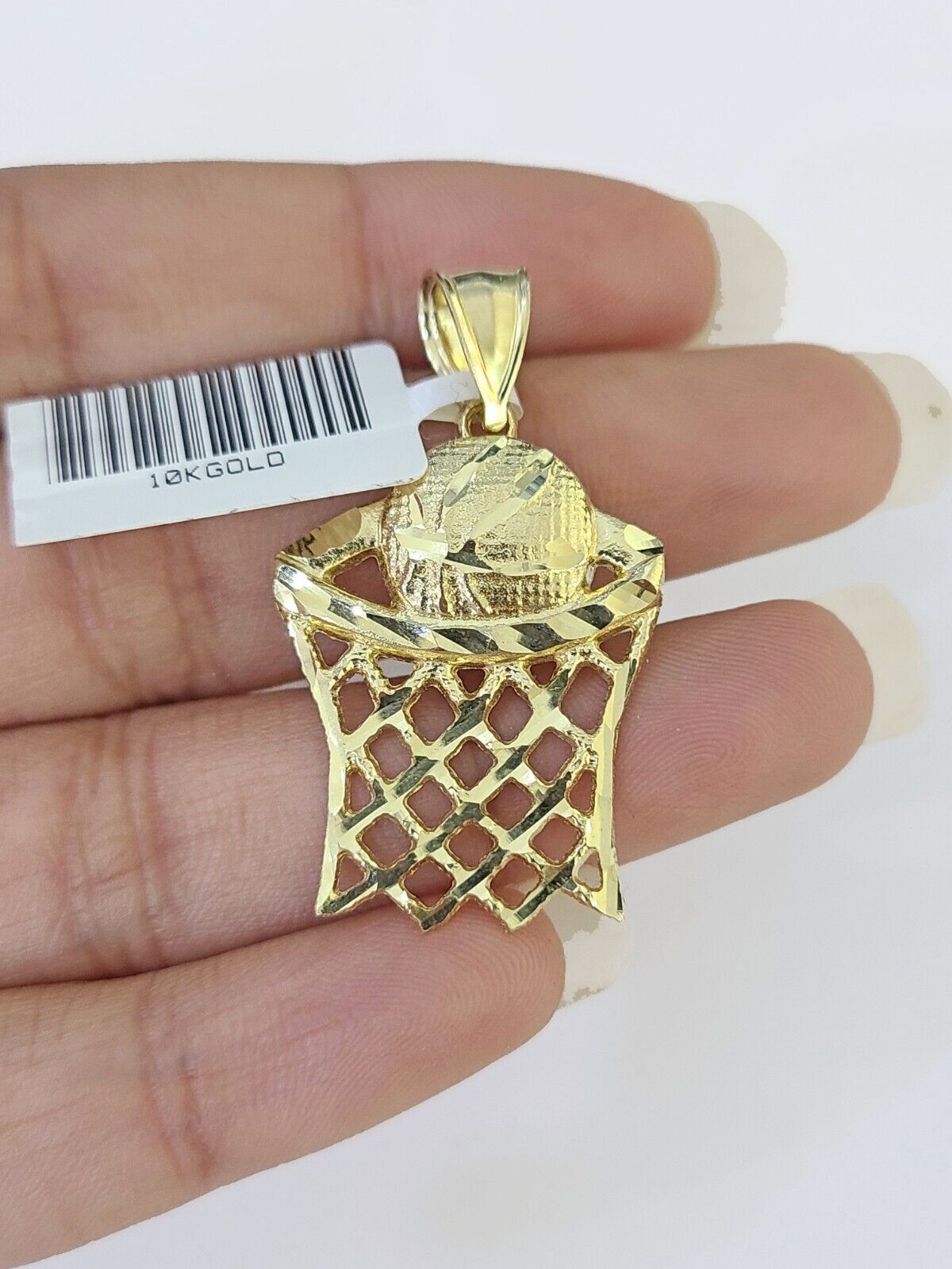 Real 10k 3mm Rope Chain Basketball Pendant 18" 20" 22" 24" 26" Yellow Gold Set - Reva Jeweler
